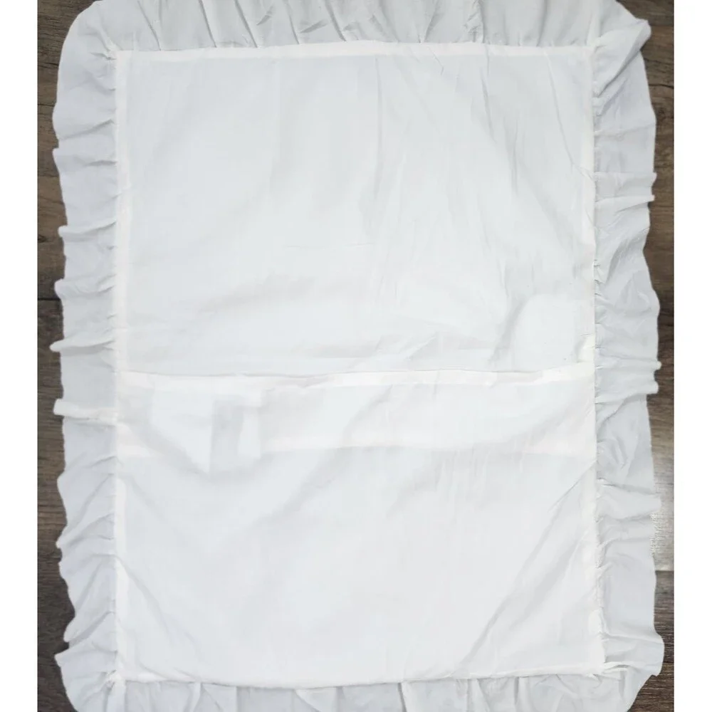 Vtg Ruffle White Pillow Sham Standard Shabby Chic Cottage
